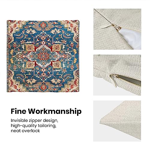 Boho Blue Red Carpet Pattern Pillow Covers 18x18 Set of 2 - color: Boho-15, size: 18" x 18" (Pack of 2)