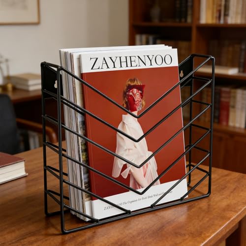 Wall Mounted Magazine Rack, Wall Mounted File Organizer - color: Black