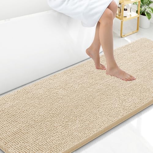 Arotive Bathroom Rugs 70x24, Soft Absorbent Shaggy Chenille Bath Rugs - color: Beige, size: 70" X 24"