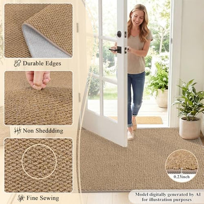 HEBE Area Rug for Entryway 3'x5', Washable Non Slip Boho Bedroom Rug - color: Tan, size: 3' x 5' (Rectangular)