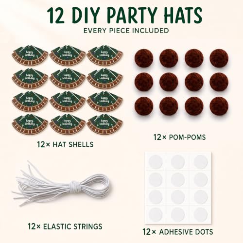 Vesil Mini Party Hats for Kids, 12 DIY Paper Birthday Hats, 5.1 x 3.5 in - color: Diy Green