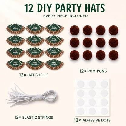 Vesil Mini Party Hats for Kids, 12 DIY Paper Birthday Hats, 5.1 x 3.5 in - color: Diy Green