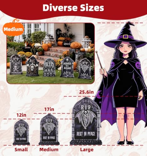 17" Halloween Tombstones Outdoor Graveyard Decorations,5-Pack - size: 17INCH