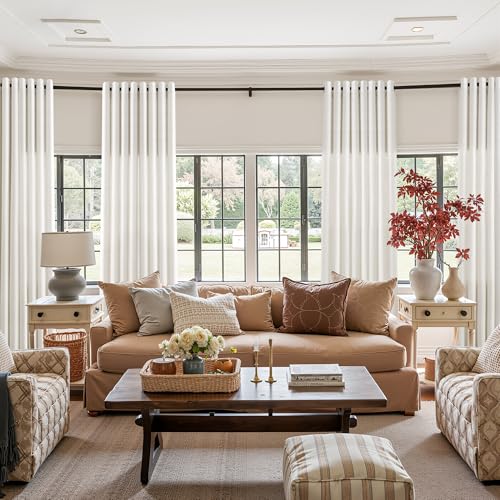 Jowels Natural Linen Grommet Curtains 84 Inch Long 2 Panels for Living Room - color: Natural, size: 52"W x 84"L (Pack of 2)