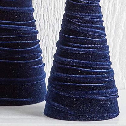Your Heart's Content Velvet Trees Set of 3 Navy (Navy) - color: Navy