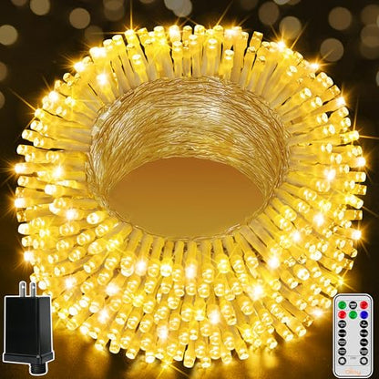Ollny Christmas Lights Outdoor 800LED 262FT, Warm White Plug in Fairy Light - color: Warm White, size: 800LED