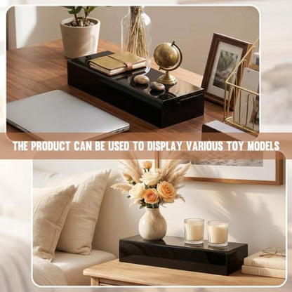 Chunful Black Acrylic Display Box Riser, 16 x 5.6 x 3 Inch Pedestal Stand - size: 16" L× 5.6" W × 3" H