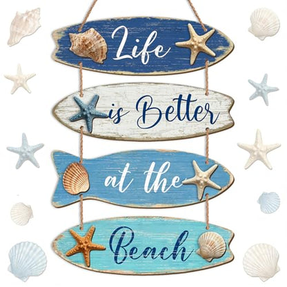 Wall Art Decor, Wooden, for Kitchen Dining Room, Beach Coastal - style: Coastal