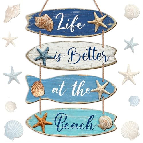 Wall Art Decor, Wooden, for Kitchen Dining Room, Beach Coastal - style: Coastal