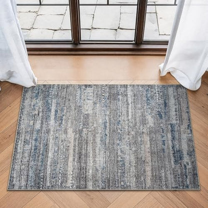 Bloom Rugs Washable Non-Slip 2' x 3' Rug - Gray/Blue/Blush Modern Abstract Area Rug for Living Room, Bedroom, Dining Room, and Kitchen - Exact Size: 2' x 3' - color: Gray / Blue / Blush, size: 2' x 3' (Rectangular)