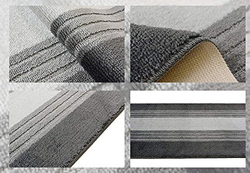 3 Ft Grey Entryway Kitchen Bath Rug Mat, Non Slip Washable, Soft - color: Anthracite Lines, size: 2'2" x 3' (Rectangular)