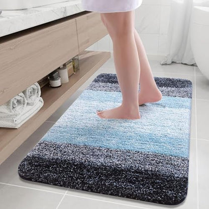 Arotive Microfiber Bathroom Rugs, Shaggy Soft Absorbent Bath Rug, 36x24 - color: Blue, size: 36" X 24"