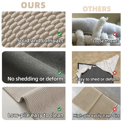TYUU Toilet Rug, Thin Toilet Rugs U Shaped Washable Non Slip Absorbent Quick Dry Low Pile Toilet Mat, Beige 20"x24" U Shape - color: Beige01, size: 1'8" X 2' (U-Shape)