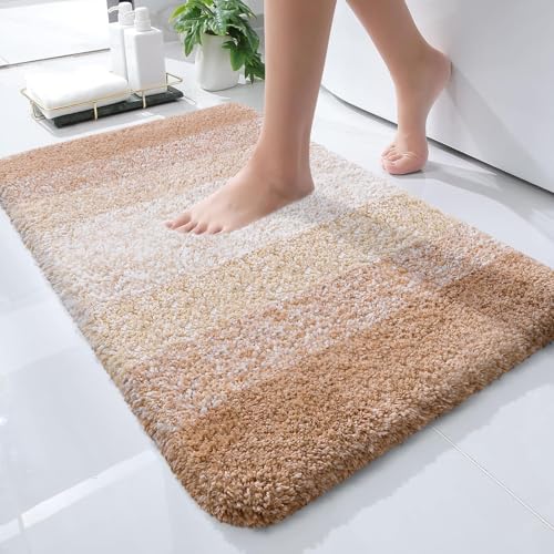 OLANLY Small Bathroom Rugs 24x16, Extra Soft Absorbent Microfiber Bath Rugs - color: Beige, size: 24" X 16"