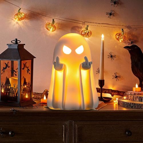 Halloween Ghost Figurine Cute Spooky Ghost Statue Indoor Decorations Farmhouse Tiered Tray Decor for Home, Desk, Party Decor - color: Style-3