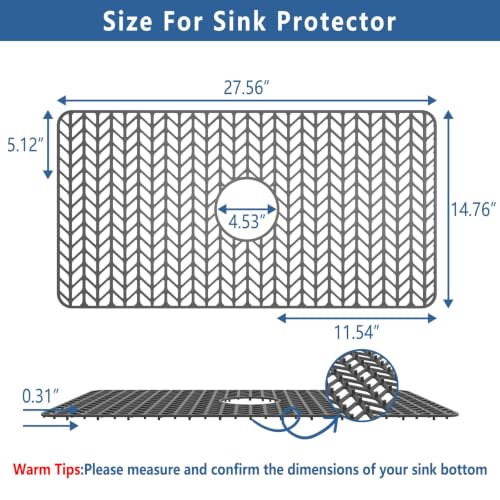 AWOKE Silicone Sink Protectors for Kitchen Sink 28 x15 Center Drain Hole - size: 28 x 15 Center Drain