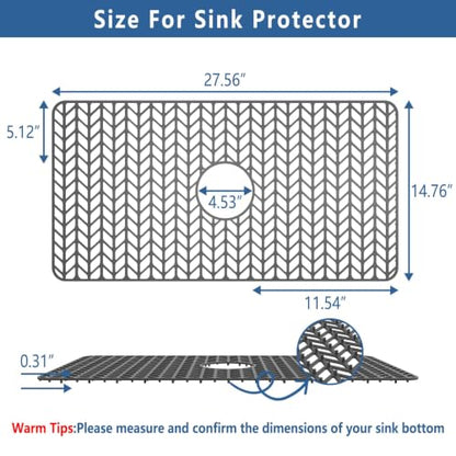 AWOKE Silicone Sink Protectors for Kitchen Sink 28 x15 Center Drain Hole - size: 28 x 15 Center Drain