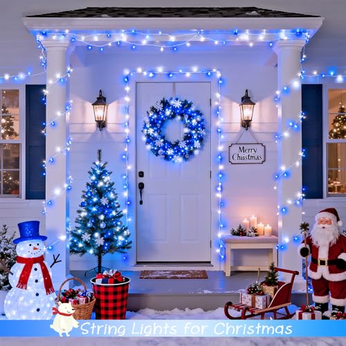 JMEXSUSS 2 Pack 100 LED Blue and White Christmas Lights - color: Blue White, size: 200 LED
