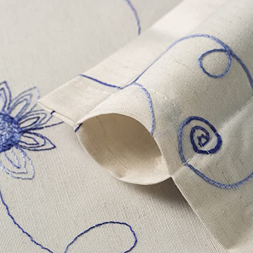 VOGOL Blue Floral Vine Embroidered Tier Curtains, 30 x 36 Inches, 2 Panels - color: Hy-blue, size: 30"W x 36"L (Pack of 2)
