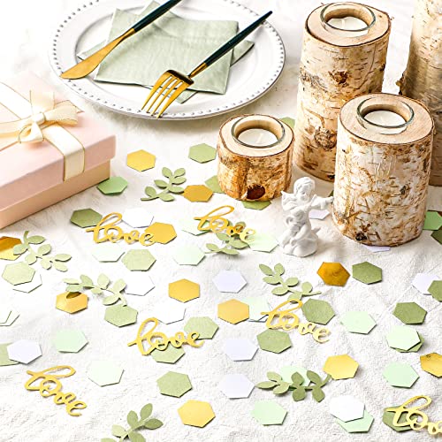 Kathfly 500 Pcs Greenery Wedding Table Confetti, Mint‑olive - color: Gold, Tea Green, Light Green, White