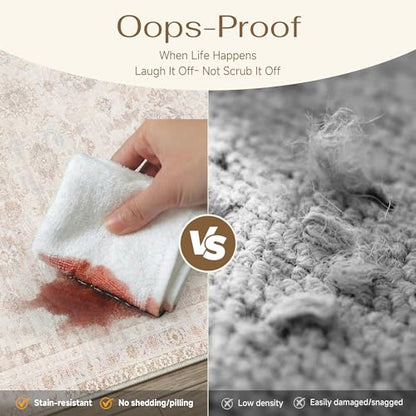 3x5 Apricot Area Rug Neutral Distressed Carpet - color: Accent | Beige Multi, size: 3' x 5' (Rectangular)