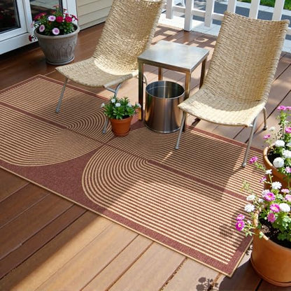 Lahome Modern Rainbow Easy Jute 2x6 Runner Rug, Red Kitchen Runner - color: Red Rainbow, size: 2' x 6' (Runner)