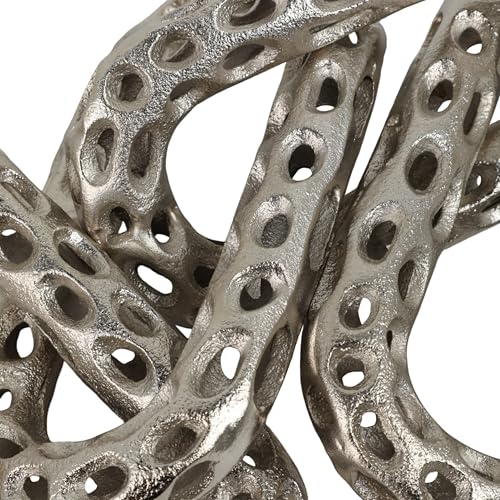 25x4 Pierced Metal 4-Chain Link Object, Silver - color: Silver