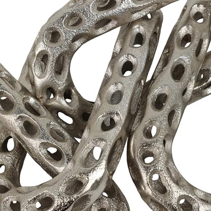 25x4 Pierced Metal 4-Chain Link Object, Silver - color: Silver