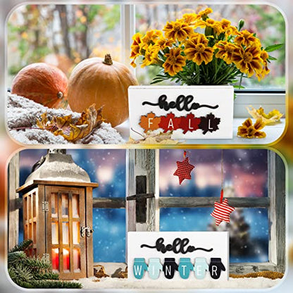 Roowest 5 Pcs Hello Fall Interchangeable Seasonal Sign Decor, Fresh - style: Fresh