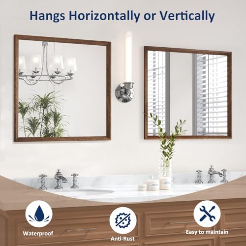 WEER Bathroom Vanity Mirror Walnut 40X36 Inch - color: Walnut, size: 40"L x 36"W