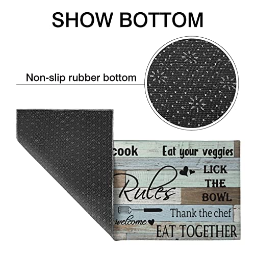 Kitchen Rules Rugs Set of 2,Washable Kitchen Mats 17x30+17x47 - color: Kitchen Rules, size: 17" x 30" + 17" x 47" (Set of 2)