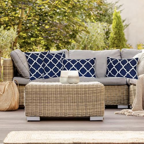 JMGBird Navy Blue Outdoor Pillows Waterproof Outdoor Pillow Cover with Insert - color: Blue-black