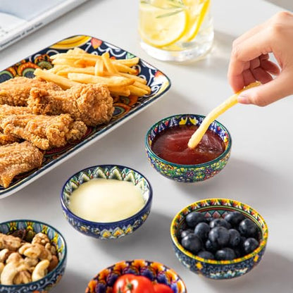 vancasso SIMI 2.7 Oz Ceramic Dipping Bowls Set of 6, Bohemian Sauce Bowls