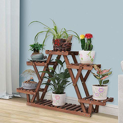 Ufine Wood Plant Stand Triangular Multi-Tier Plant Display Shelf