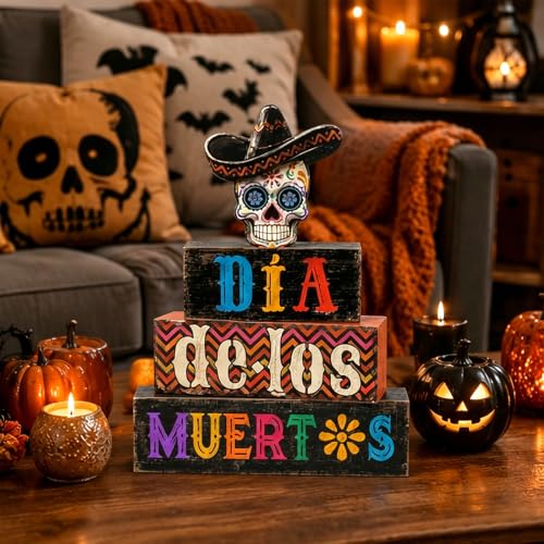 4Pcs Day of the Dead Table Decorations Dia De Los Muertos Sign Decor - style: Day of the Dead