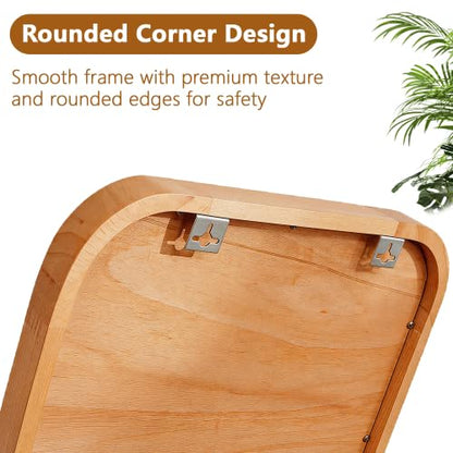 Anwick Full Length Floor Mirror Wood Frame Standing Mirror Natural 63 in - color: Natural