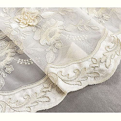 Amidoudou 1 Pair European 3D Flower Luxury Embroidered Curtains Double Layer Curtains with Valance for Living Room Bedroom (Grey,52x84 Inch) - color: Grey, size: 52"W x 84"L (Pack of 2)