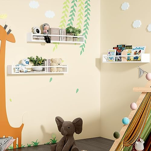 Fixwal Floating Nursery Book Shelves for Wall, 23.6 Inches, Set of 3, White - color: White, size: 23.6inches