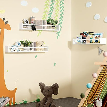 Fixwal Floating Nursery Book Shelves for Wall, 23.6 Inches, Set of 3, White - color: White, size: 23.6inches