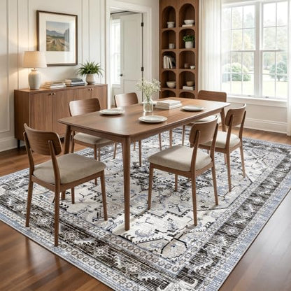 Area Rugs 5x7 Washable Non-Slip Boho Rug for Living Room, Blue Grey - color: Blue Grey, size: 5' x 7' (Rectangular)