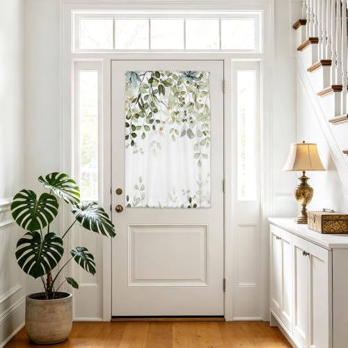 Sage Green Eucalyptus Leaves French Door Curtain 1 Panel, Privacy 26x40 in - color: Eucalyptus Leaves-green, size: 26"W x 40"L (Pack of 1)