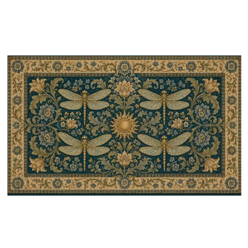 Boho Dragonfly Floral Faux Coco Coir Doormat Door Mat 17x30 - color: Boho Dragonfly