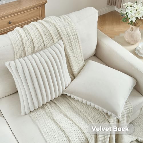 FUTEI Pack of 2 Faux Fur Throw Pillow Covers 18x18 Inch, Cream White - color: Cream White, size: 18" x 18" (Pack of 2)