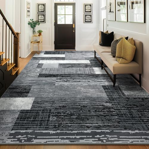 Large Area Rugs, Modern Geometric Patchwork Floor Decor Rockwood Collection - color: Grey, size: 6' x 9' (Rectangular)