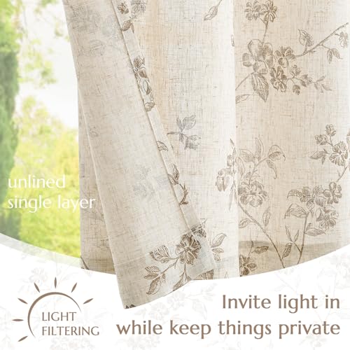 jinchan Taupe Floral Kitchen Tier Curtains with Valance, 24 Inch, 2 Panels - color: Alisa Taupe, size: 30"W x 24"L (Pack of 2)