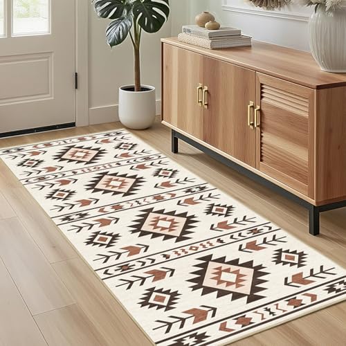 Western Runner Rug 2x6 for Hallway Kitchen Bedroom, Southwestern Aztec Tribal Runner Rugs Southwest Navajo Machine Washable Rug Non-Slip Printed Low-Pile Floor Carpet Mat for Living Room Bathroom - color: Western, size: 2'x6'