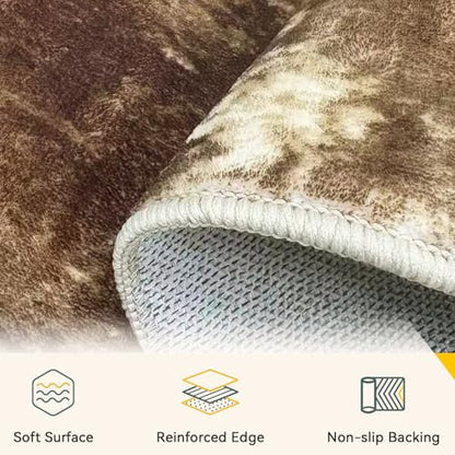RELEANY Washable 3'x5' Abstract Area Rug for Living Room Brown Tan - color: Brown/Tan, size: 3' x 5' (Rectangular)