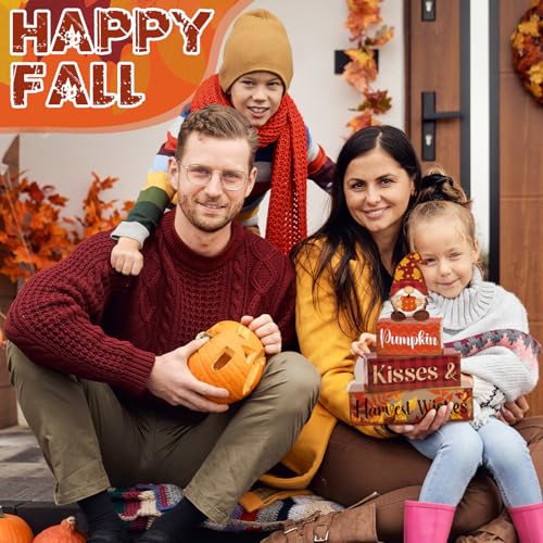 4 Pcs Fall Decor for Home Gnomes Pumpkin Wooden Signs with Harvest Wishes - style: Gnome