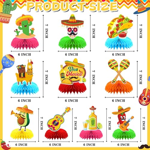 10Pcs Fiesta Party Decorations Mexican Cinco De Mayo Centerpieces - style: Fiesta Style