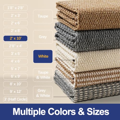 Faux Jute Runner Rug 2'x10', Washable & Non-Slip, Off White - color: White, size: 2' x 10' (Rectangular)